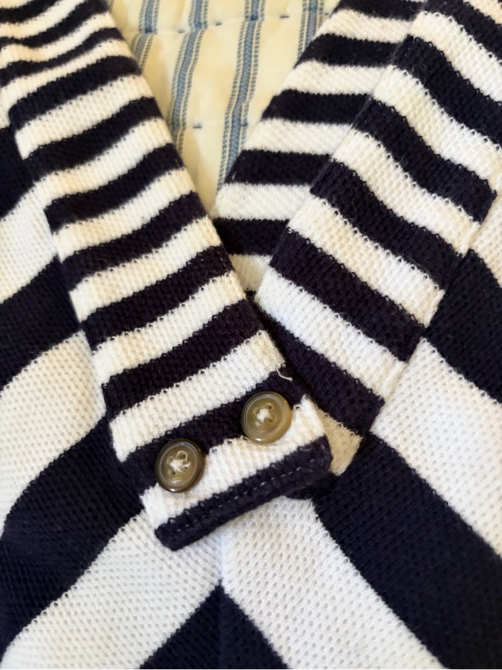 Anthropologie Navy and White Striped Knit Cardigan